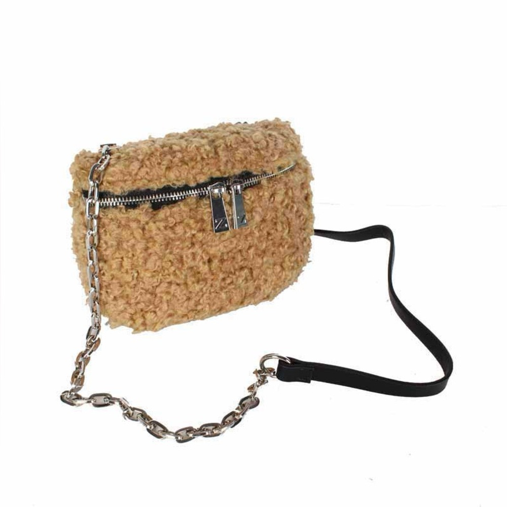 Zara Faux Teddy Fur Pouch Cross Body Pouch Bag - Picture 2 of 9
